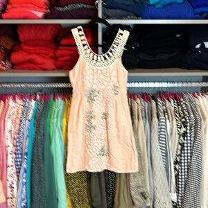 Free People pale peach and ivory flower sleeveless dress size 2